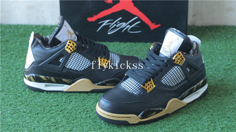 Authentic Air Jordan 4 Black Gold